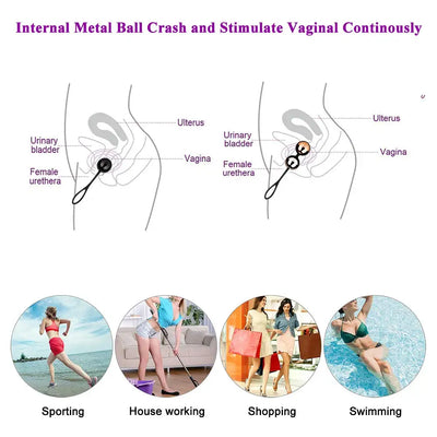 Wireless vibrating egg with Kegel balls, designed for vaginal tightening and exercise, enhancing female pleasure