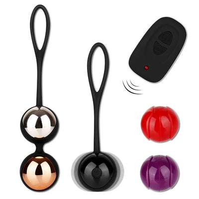 Wireless vibrating egg with Kegel balls, designed for vaginal tightening and exercise, enhancing female pleasure
