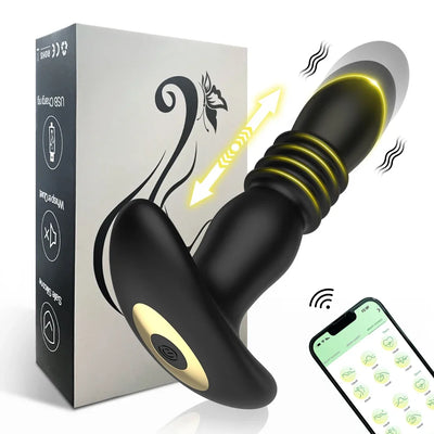 Telescopic butt plug anal with APP control, wireless remote thrusting anal dildo buttplug designed for prostate massage and enhanced male pleasure
