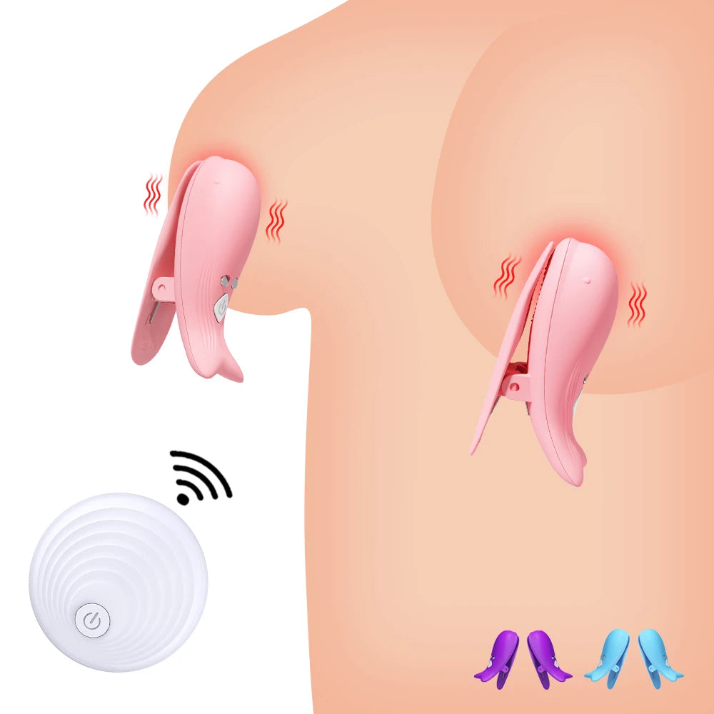Wireless nipple clips vibrator, breast massager, and nipple clamps stimulator designed to enhance pleasure with intense nipple and breast stimulation