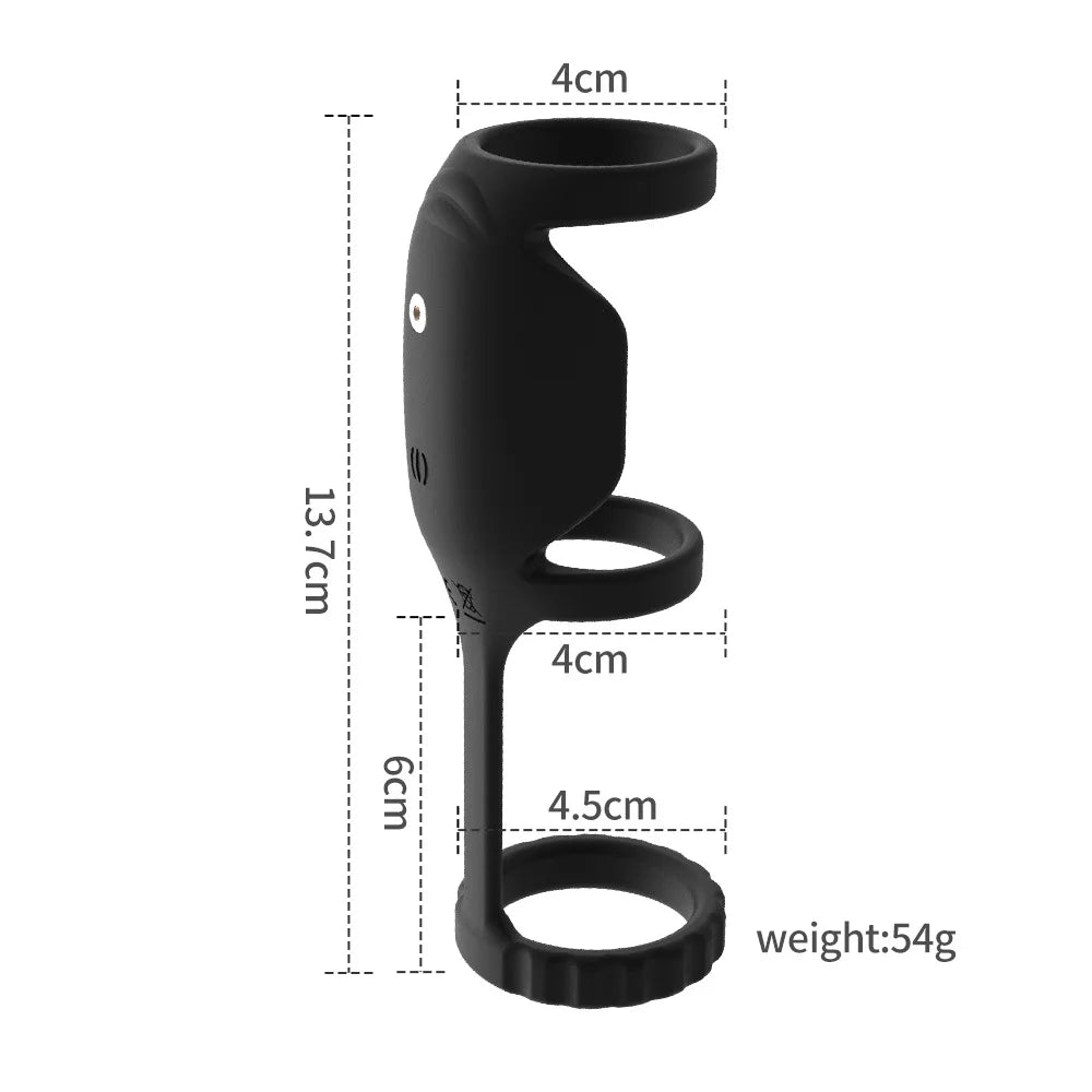 Male penis ring vibrator with ejaculation locking feature, vibrating scrotal ball stretcher for enhanced pleasure, ideal for couples